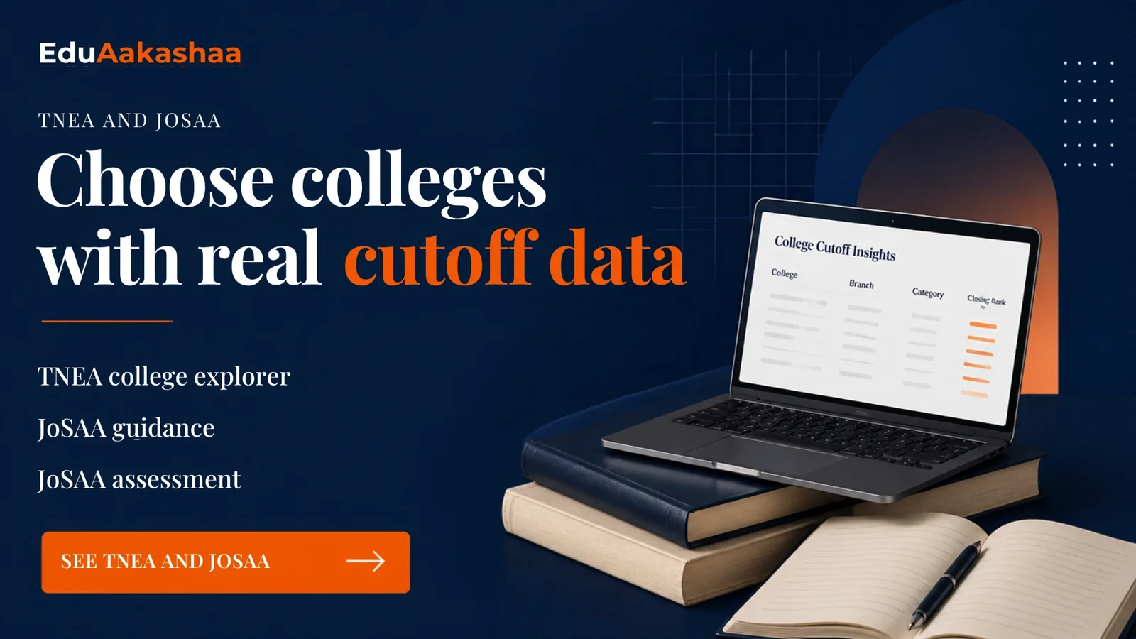 Choose colleges with real cutoff data: TNEA college explorer, JoSAA guidance and JoSAA assessment. See TNEA and JoSAA.