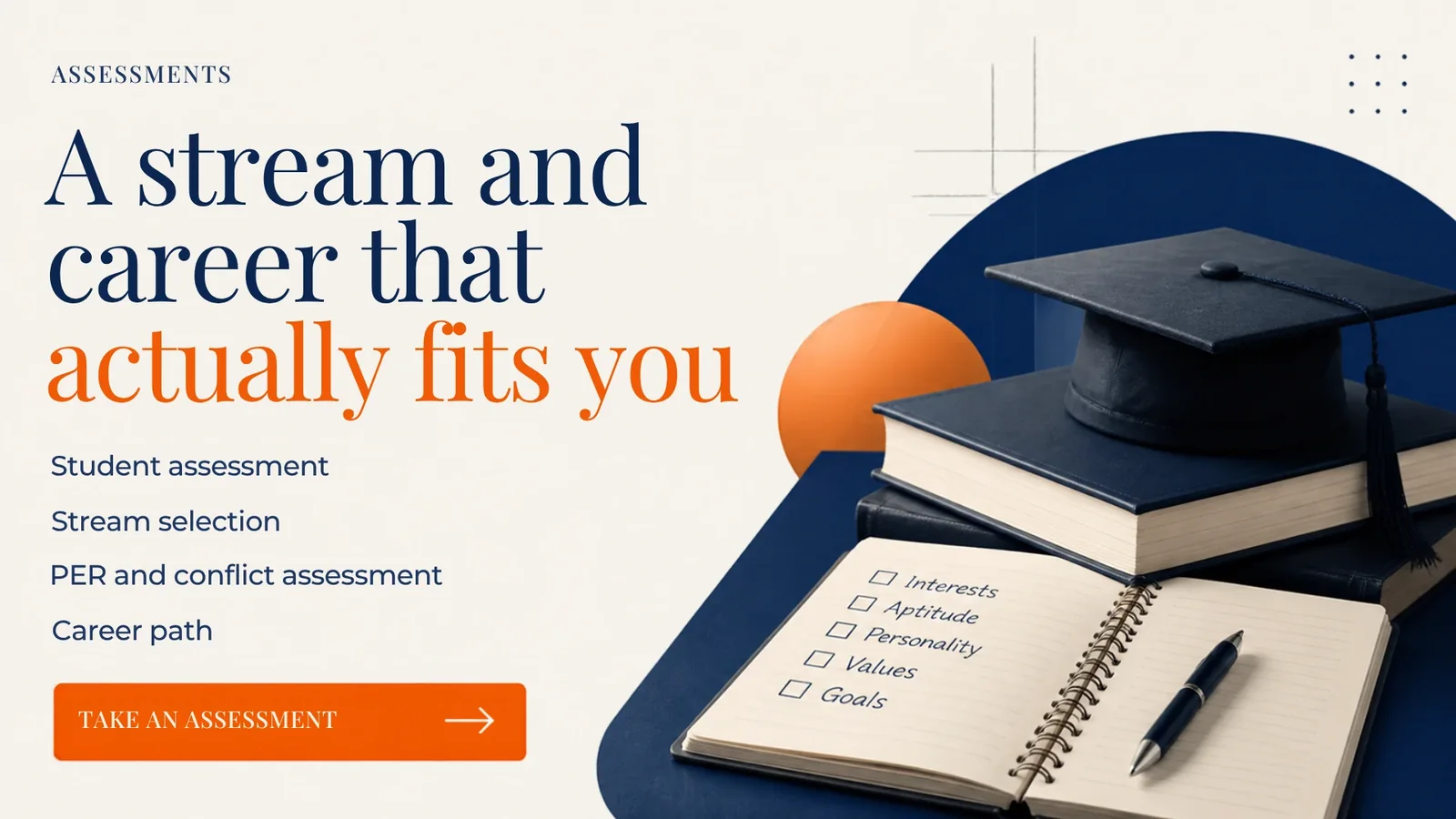 A stream and career that actually fits you: student assessment, stream selection, PER and conflict assessment, career path. Take an assessment.